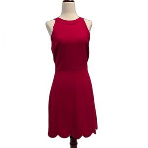 Lush Crimson Textured Scalloped Dress Size Large